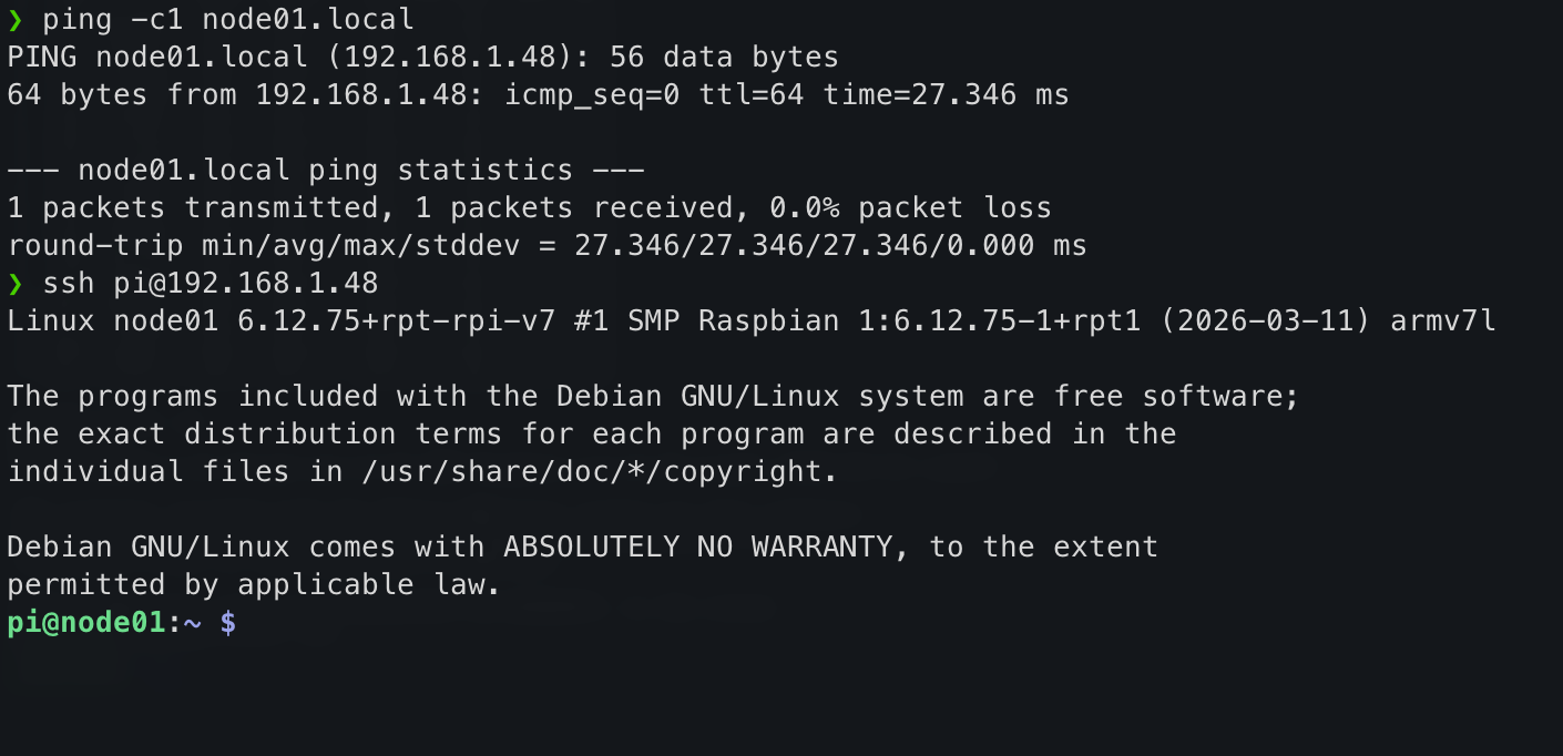Logged into node01 in the terminal