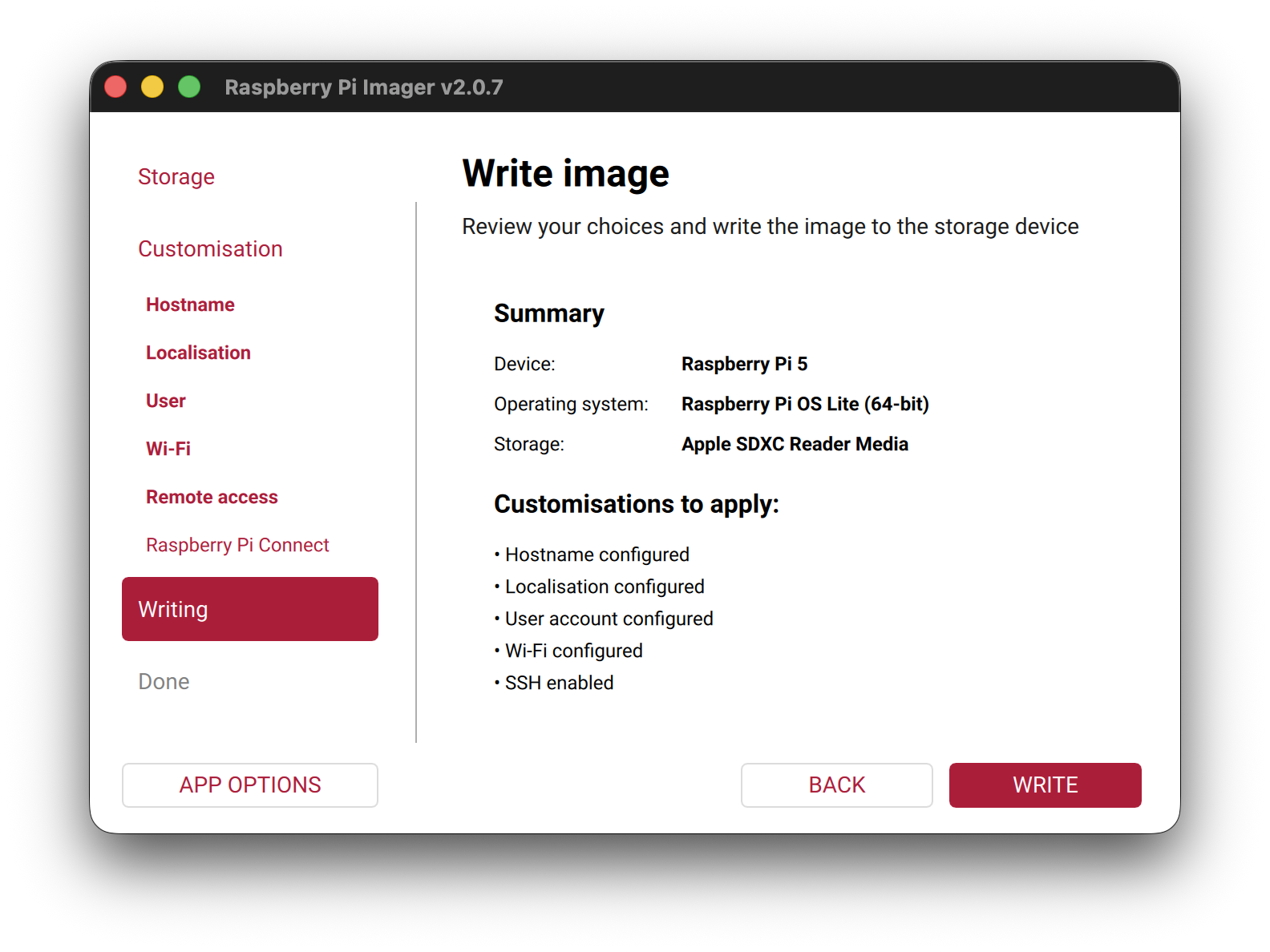 Confirming the write to the SD Card
